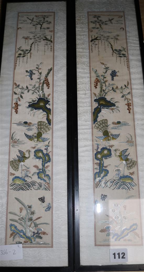 A pair of Chinese silk embroidered sleeves